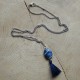 Halsketting blauwe hanger kwastje